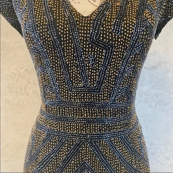 Parker Serena Beaded Sequin Dress, Size M - Picture 10 of 10